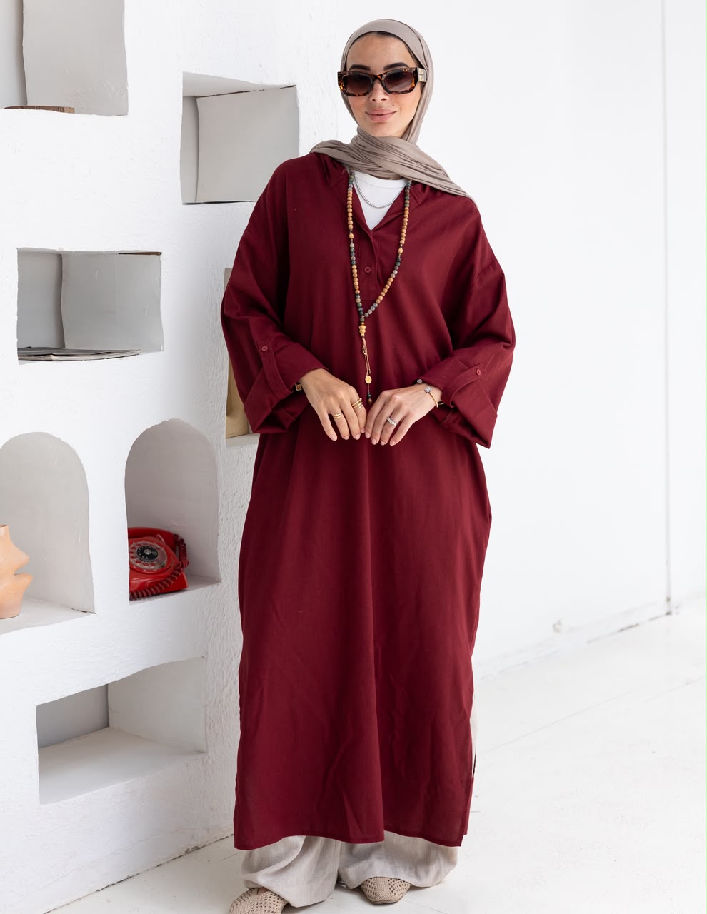 Lenin summer Moroccan dress in Burgundy