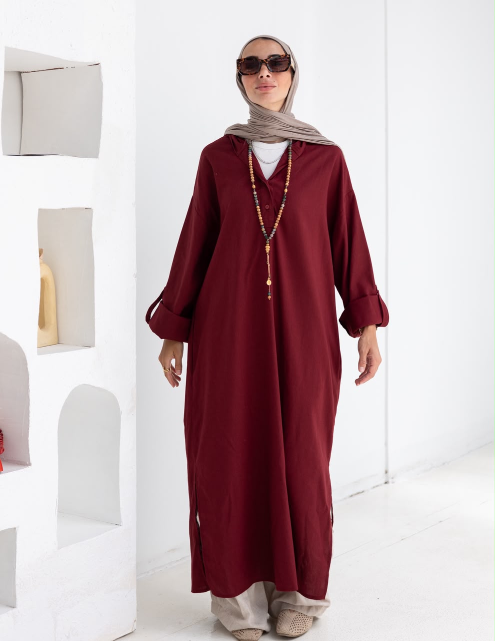 Lenin summer Moroccan dress in Burgundy