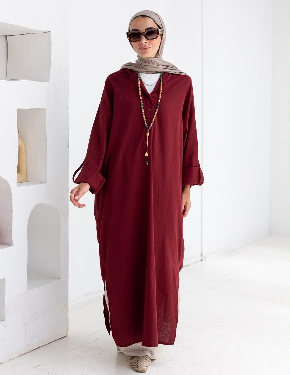 Lenin summer Moroccan dress in Burgundy