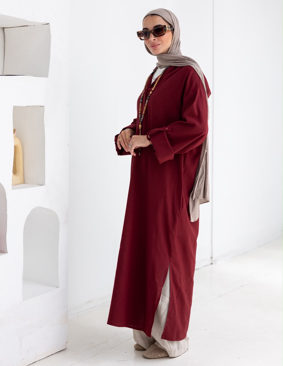 Lenin summer Moroccan dress in Burgundy