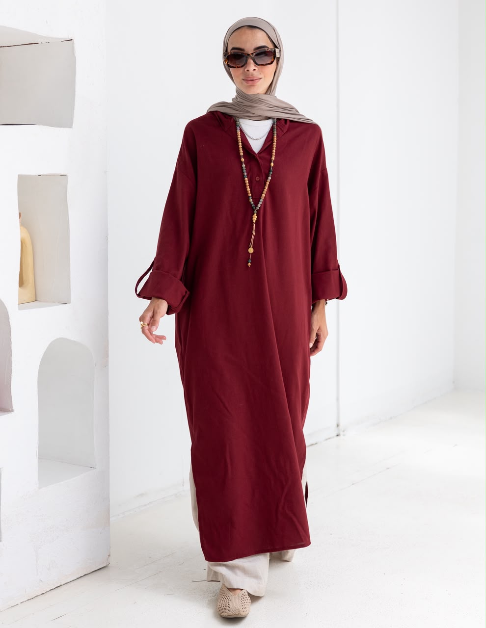 Lenin summer Moroccan dress in Burgundy