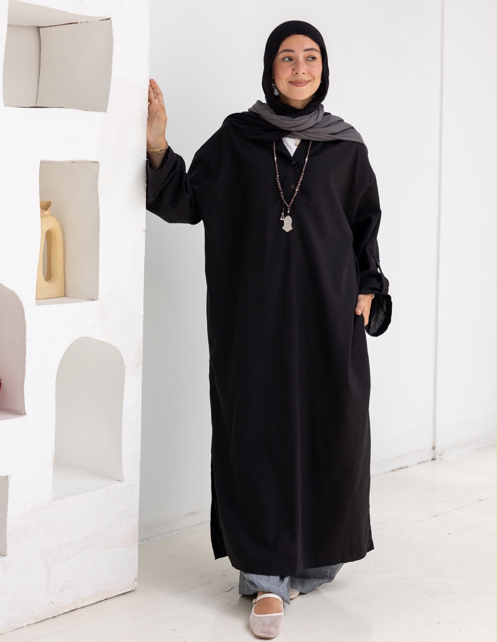 Lenin summer Moroccan dress in Black