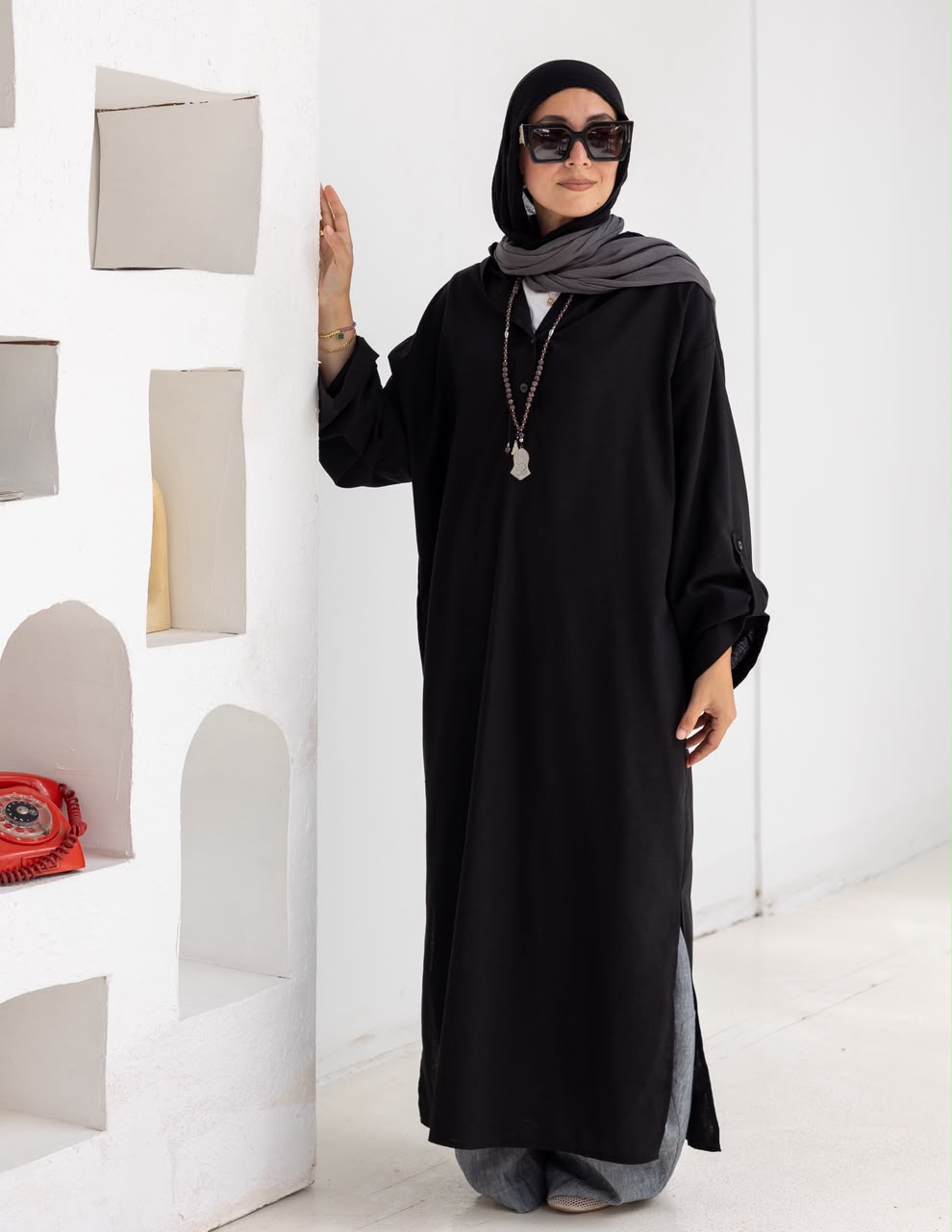 Lenin summer Moroccan dress in Black