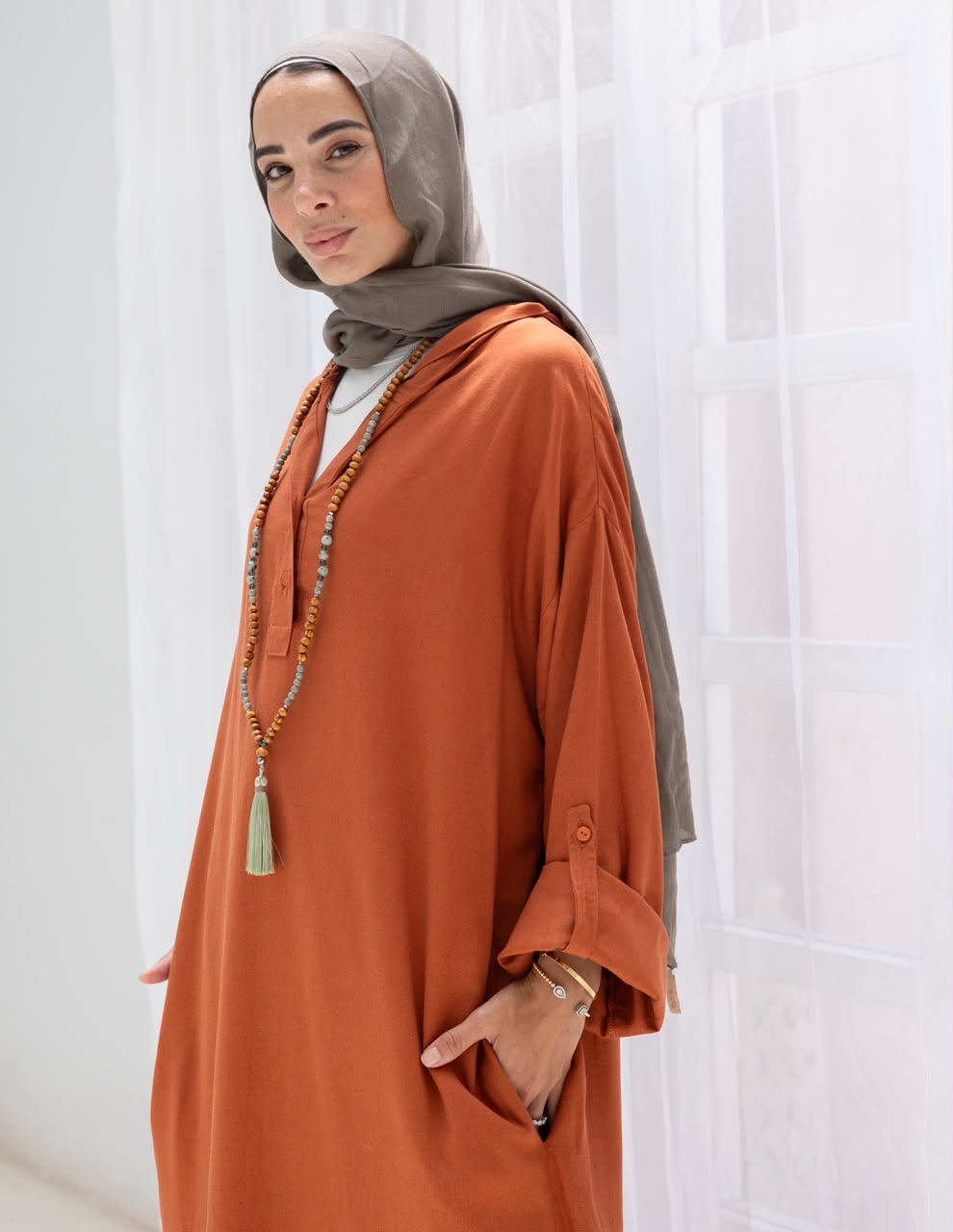Lenin summer Moroccan dress in Rustic orange