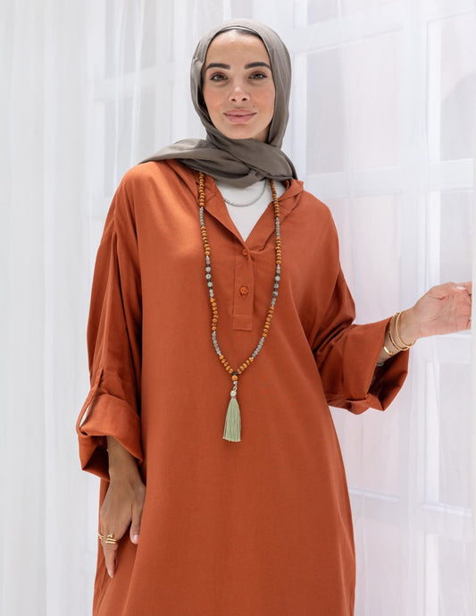 Lenin summer Moroccan dress in Rustic orange