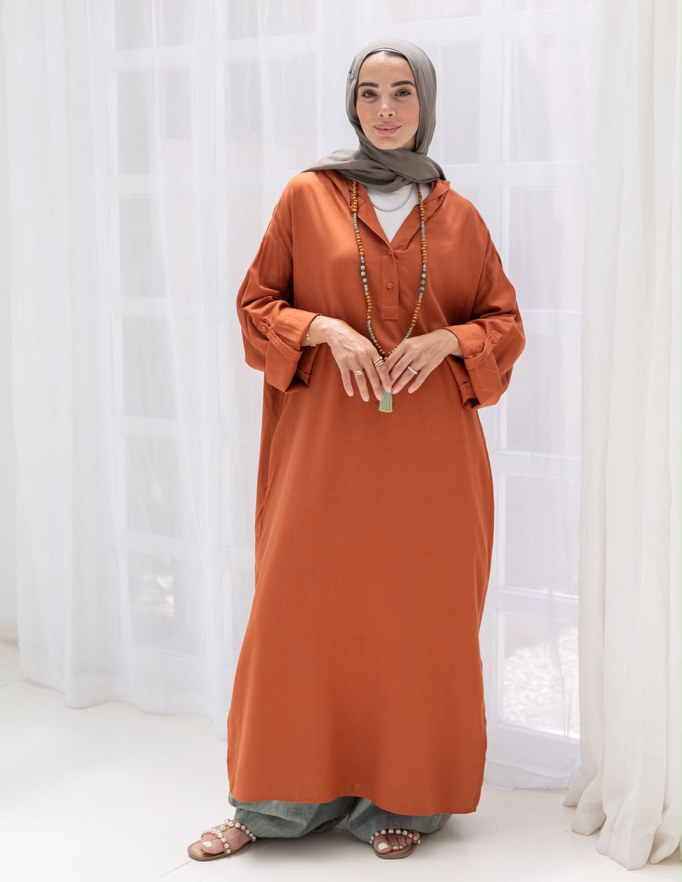Lenin summer Moroccan dress in Rustic orange