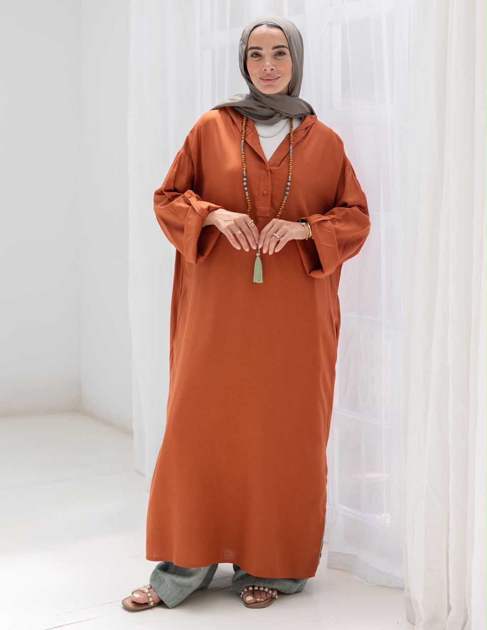 Lenin summer Moroccan dress in Rustic orange