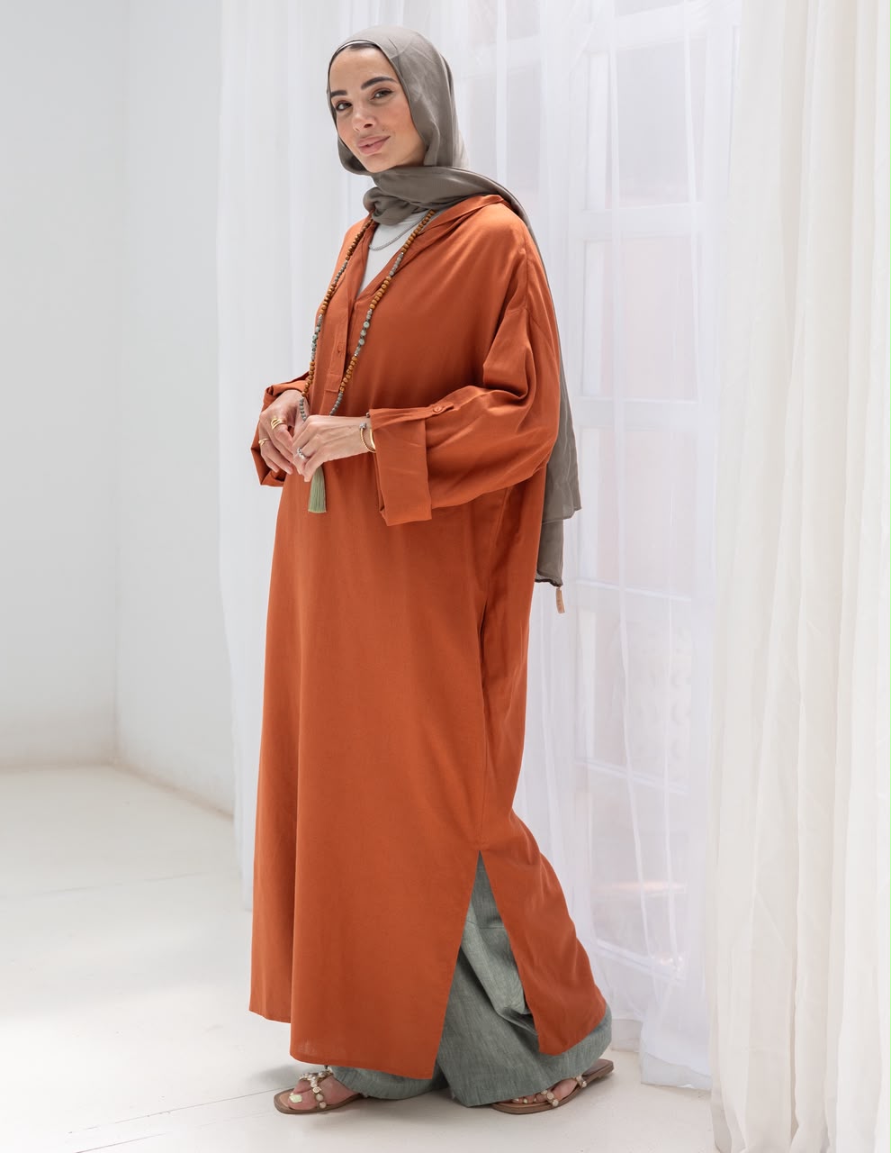 Lenin summer Moroccan dress in Rustic orange