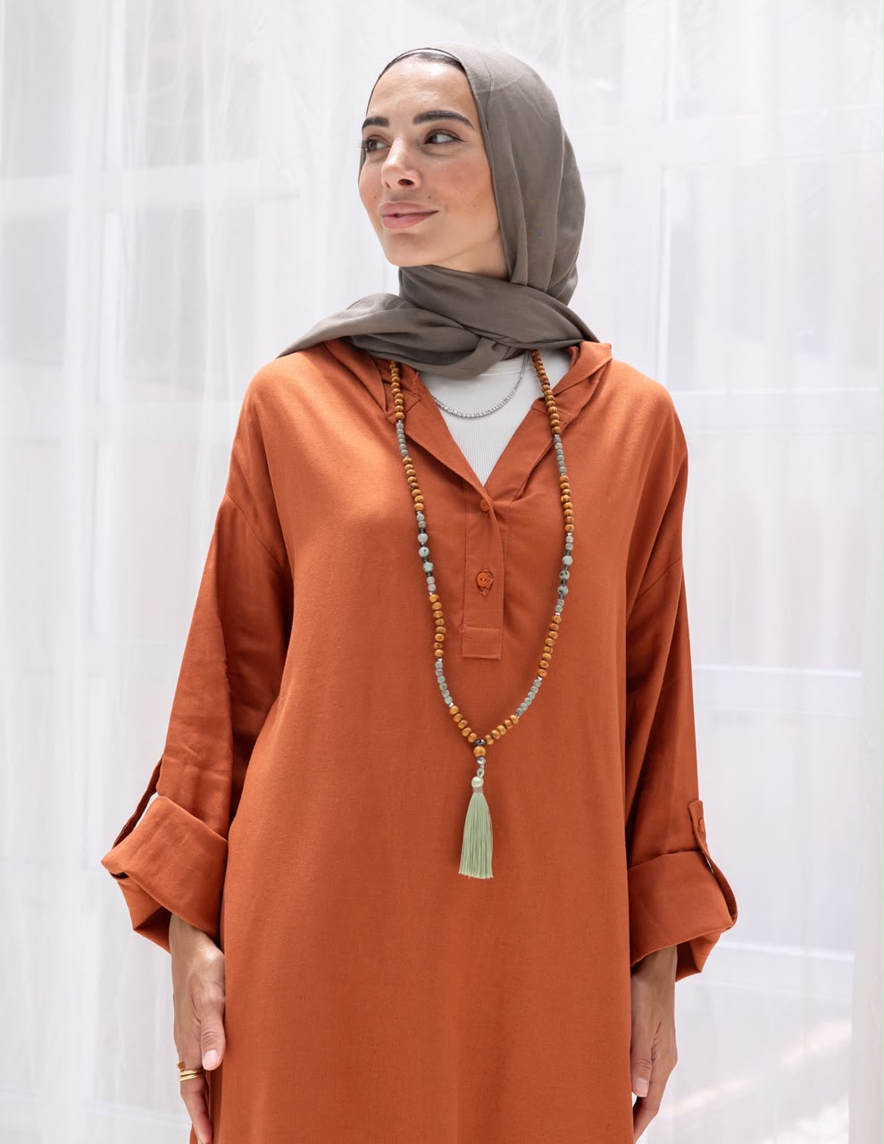 Lenin summer Moroccan dress in Rustic orange