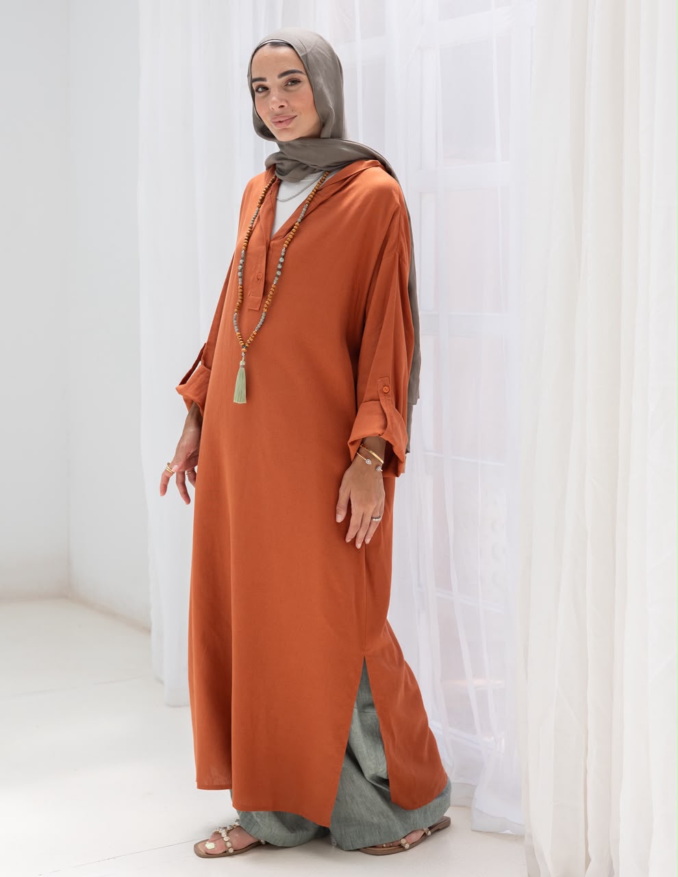 Lenin summer Moroccan dress in Rustic orange