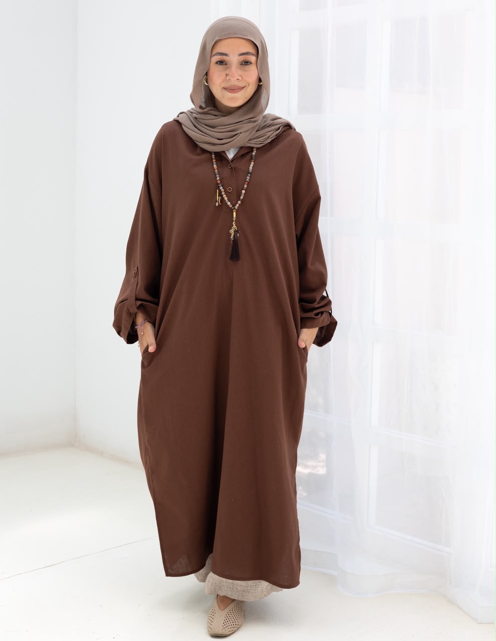 Lenin summer Moroccan dress in Brown