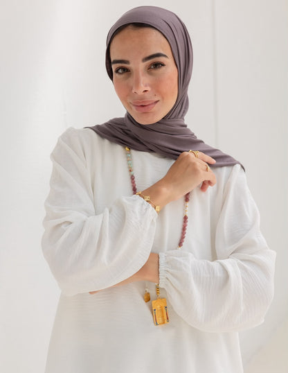 Double layers top with sleeves in light off white