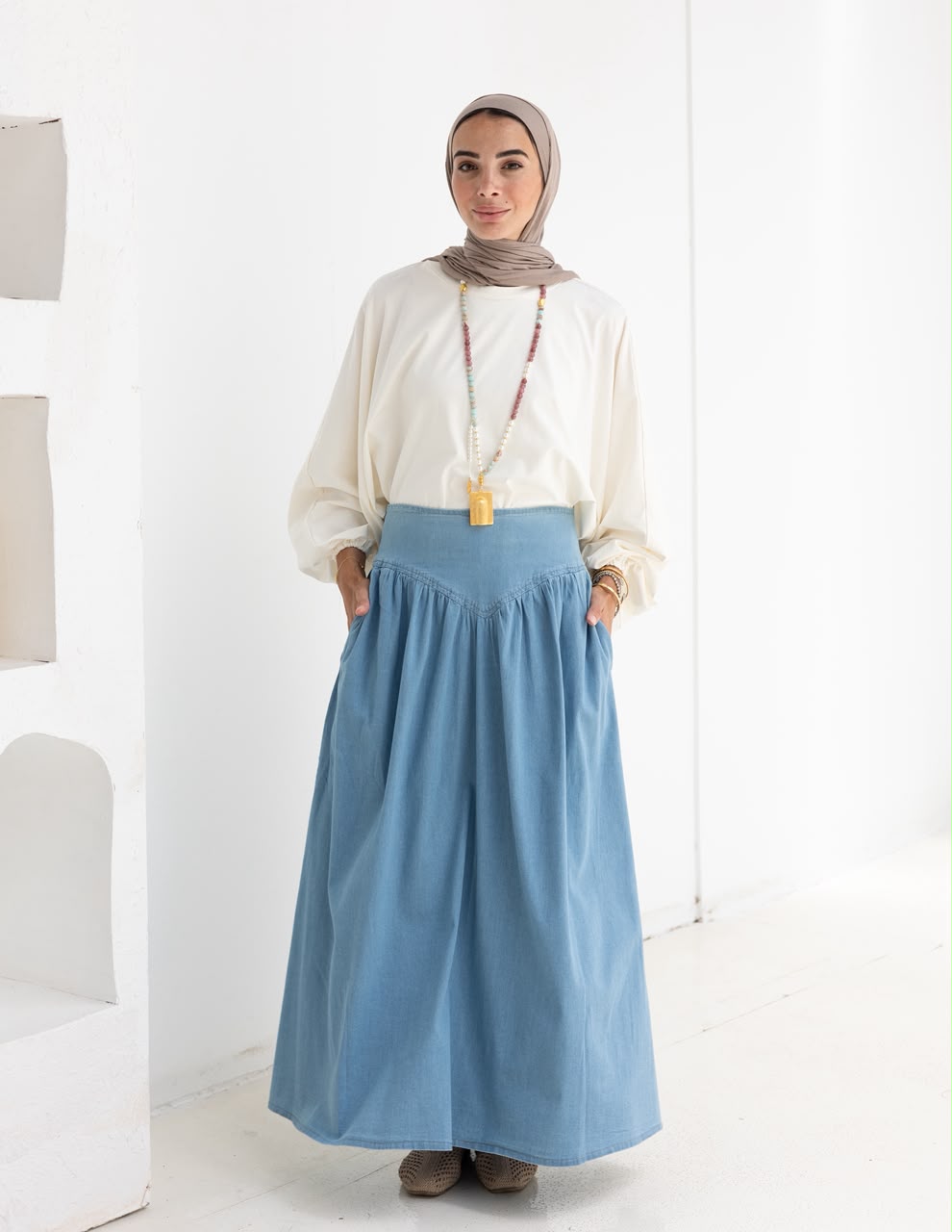 Summer Denim skirt in Light blue jeans