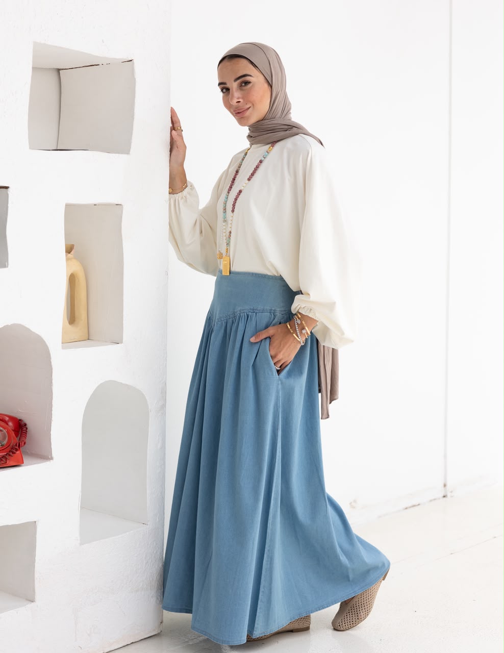 Summer Denim skirt in Light blue jeans