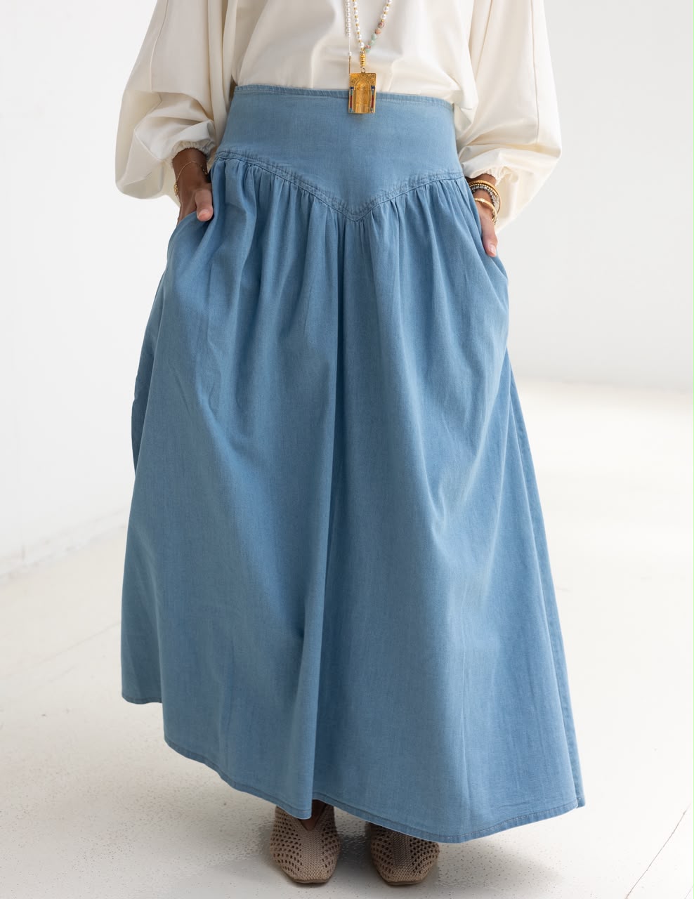 Summer Denim skirt in Light blue jeans