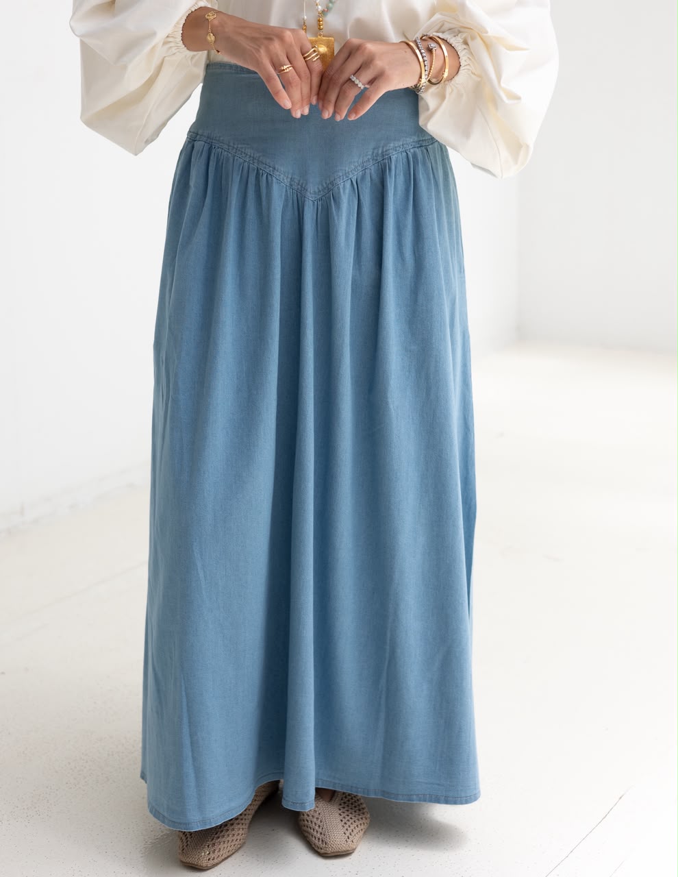 Summer Denim skirt in Light blue jeans