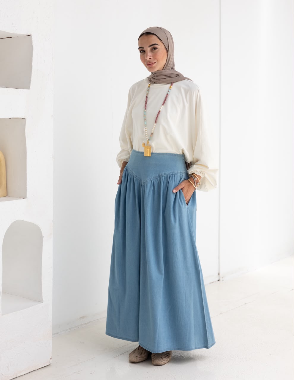 Summer Denim skirt in Light blue jeans
