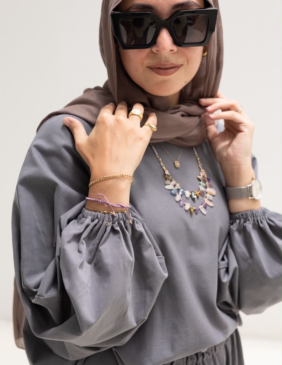 Trendy cotton set in Dark gray