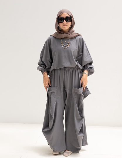 Trendy cotton set in Dark gray