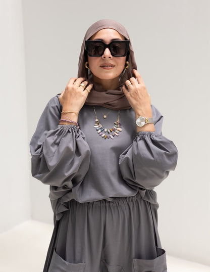 Trendy cotton set in Dark gray