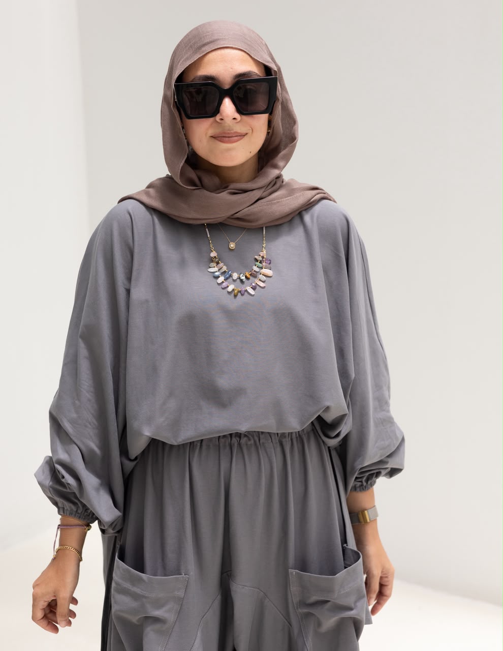 Trendy cotton set in Dark gray