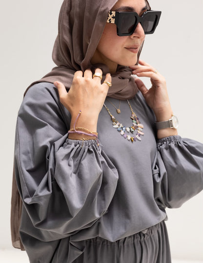 Trendy cotton set in Dark gray