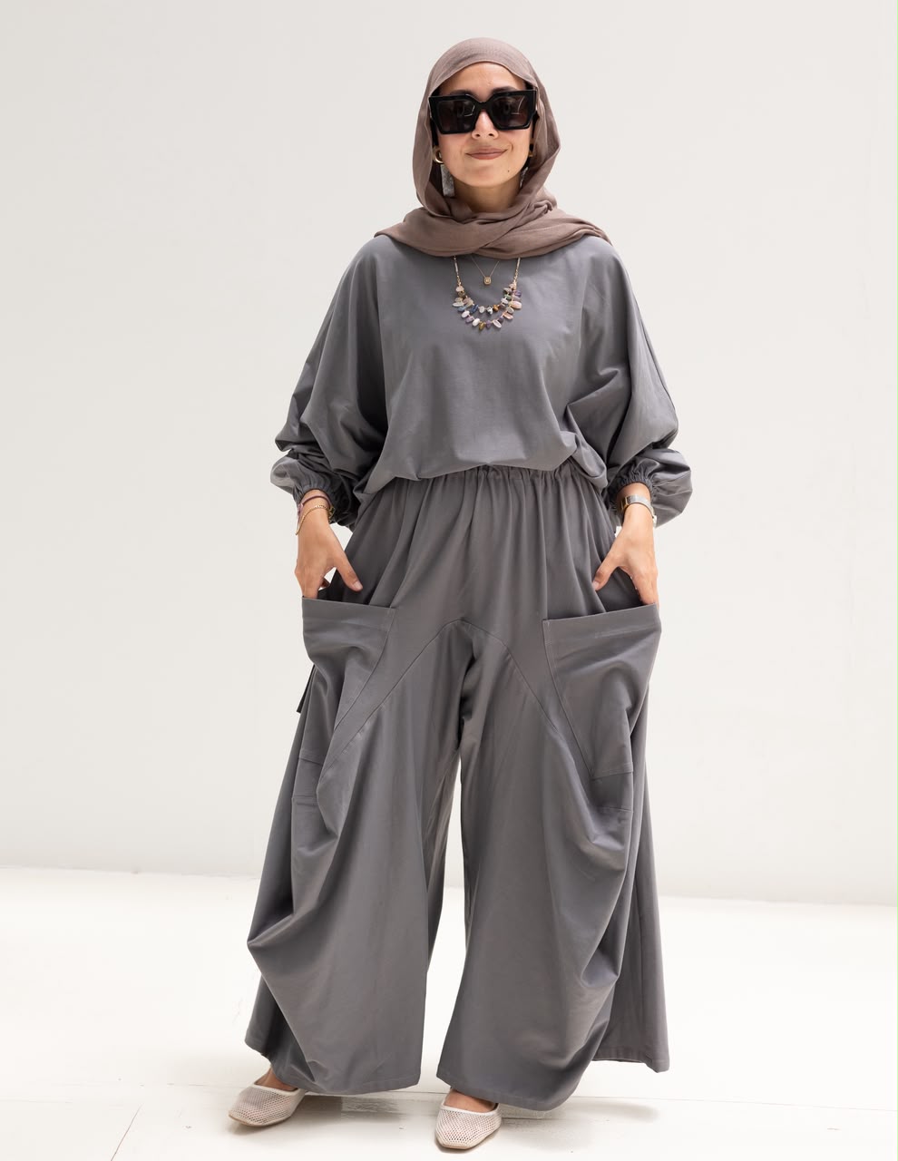 Trendy cotton set in Dark gray