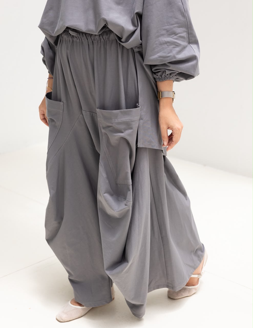 Trendy cotton set in Dark gray