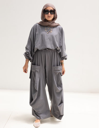 Trendy cotton set in Dark gray