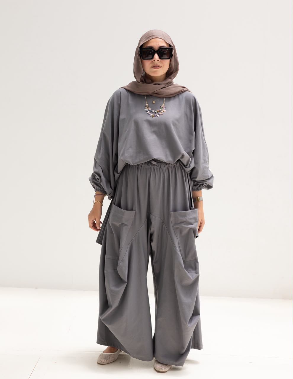 Trendy cotton set in Dark gray