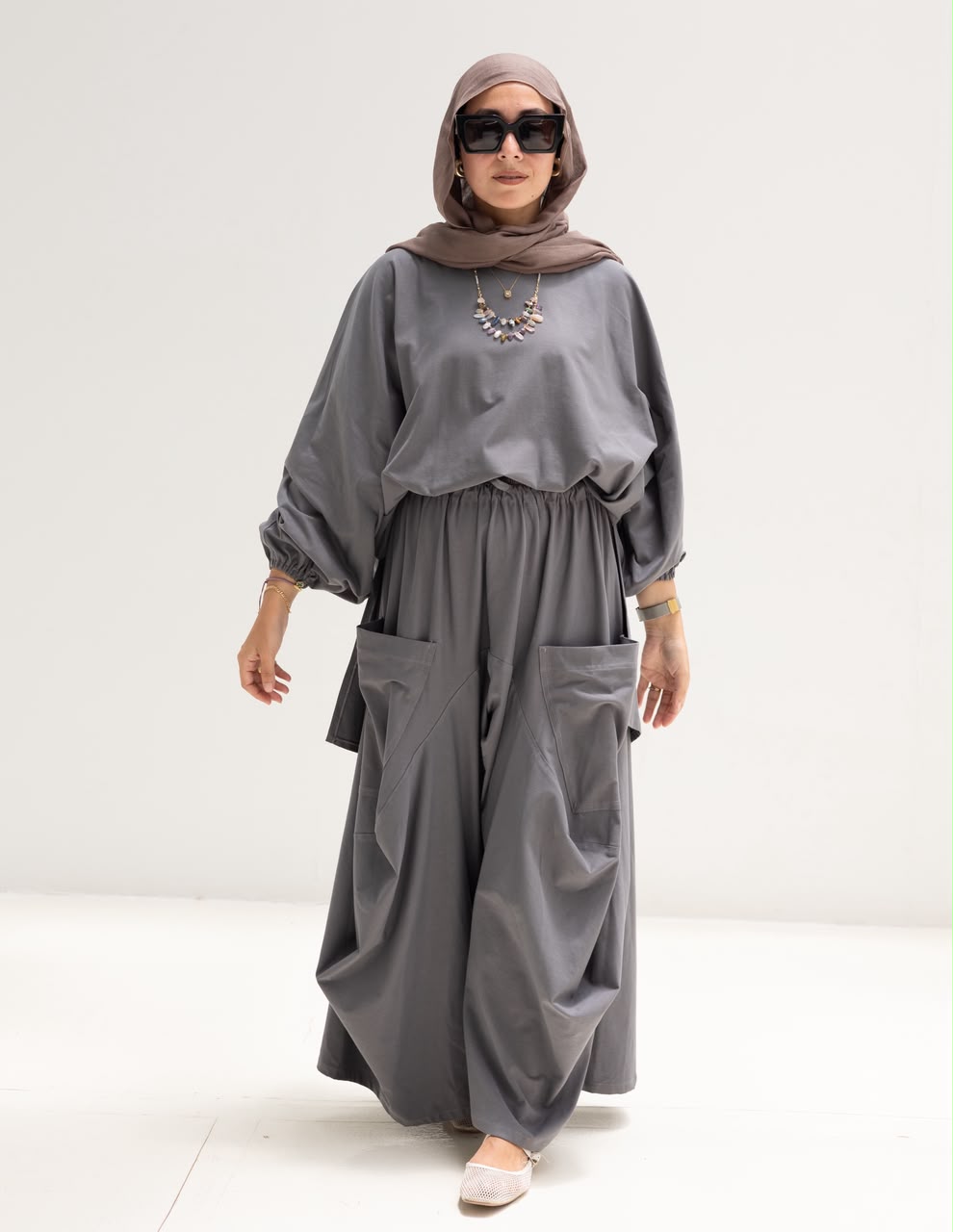 Trendy cotton set in Dark gray
