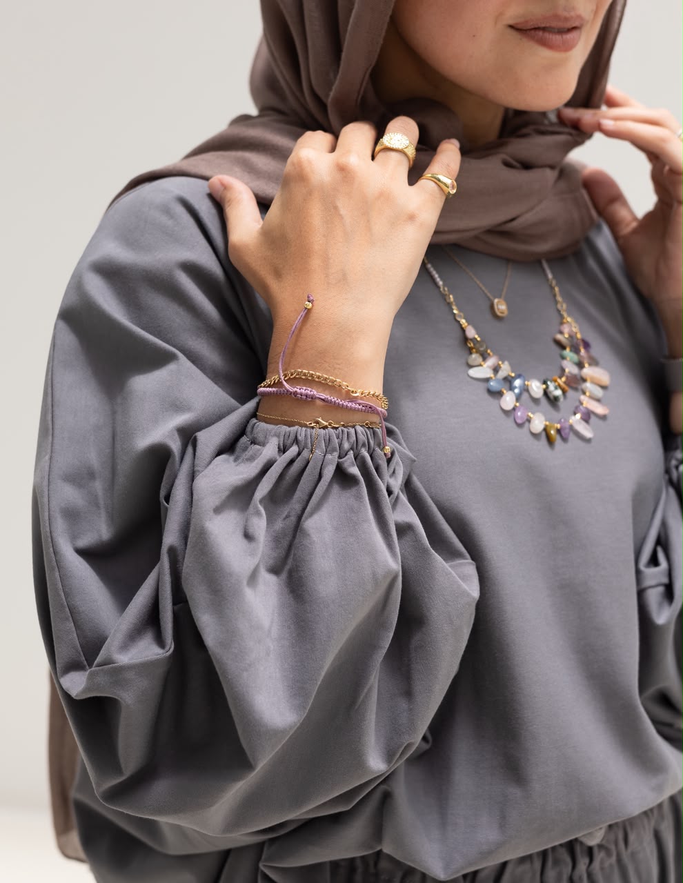 Trendy cotton set in Dark gray