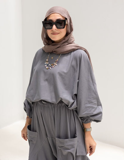 Trendy cotton set in Dark gray
