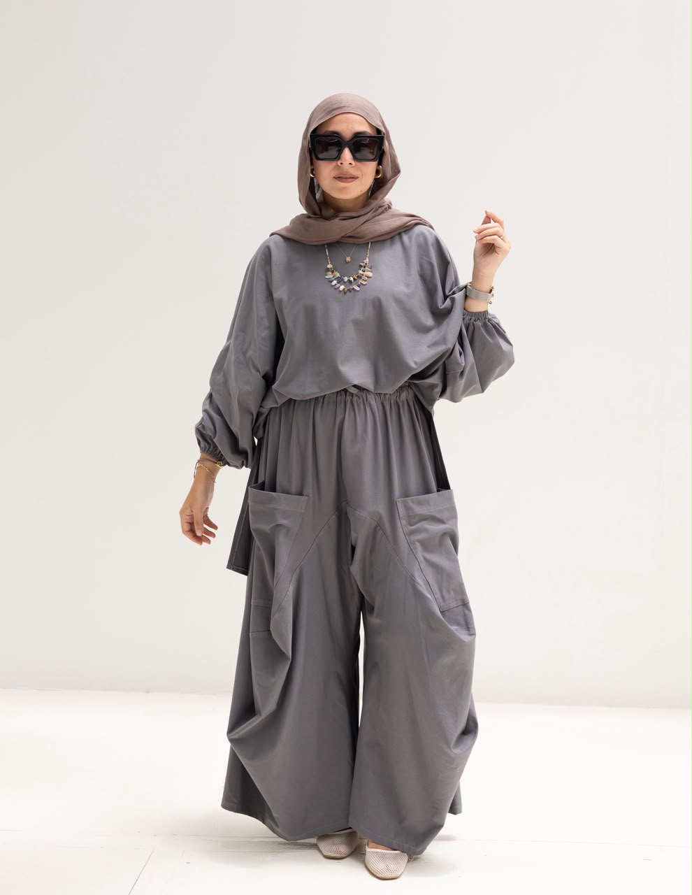 Trendy cotton set in Dark gray