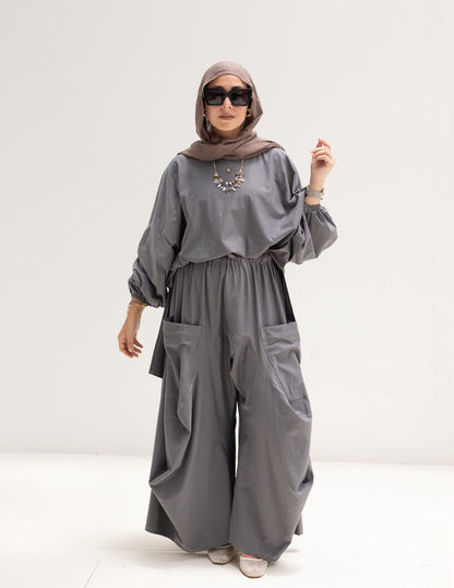 Trendy cotton set in Dark gray