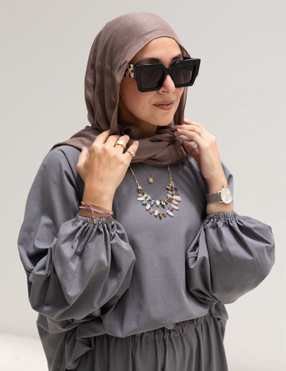 Trendy cotton set in Dark gray