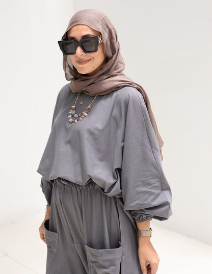 Trendy cotton set in Dark gray