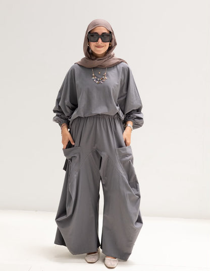 Trendy cotton set in Dark gray