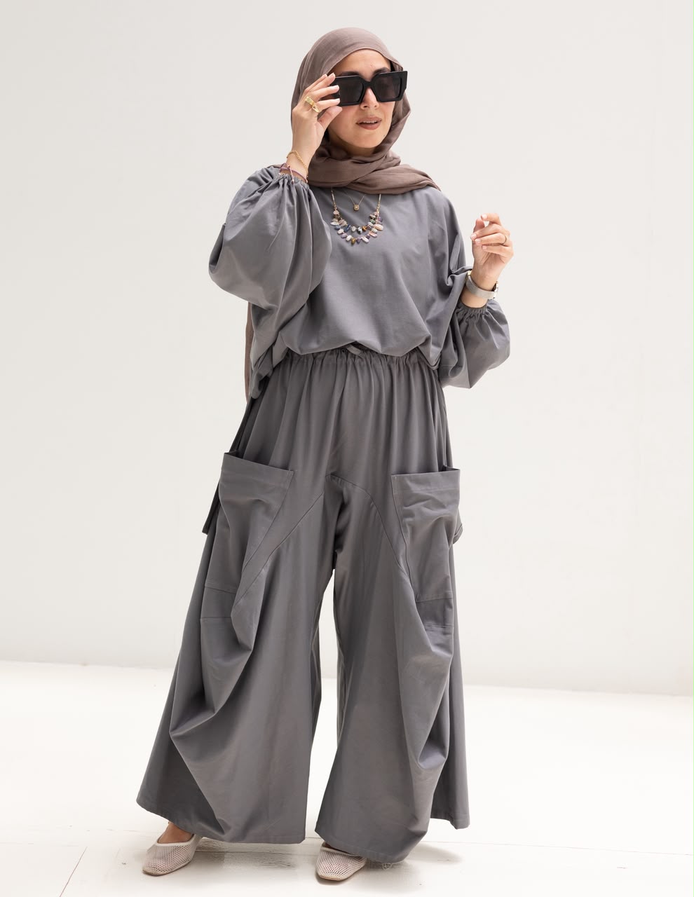 Trendy cotton set in Dark gray