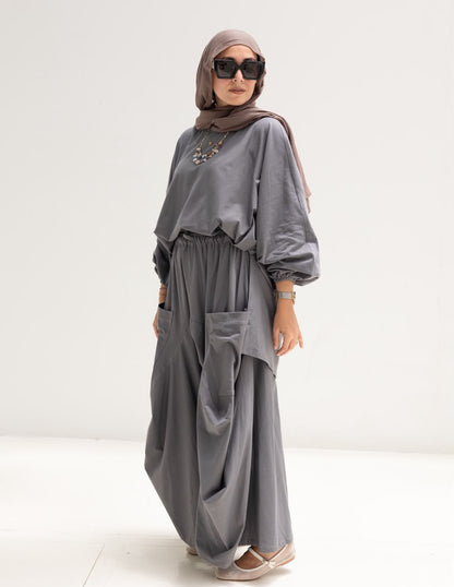 Trendy cotton set in Dark gray