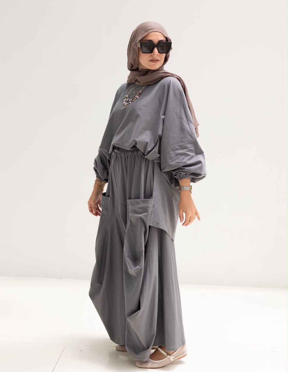 Trendy cotton set in Dark gray