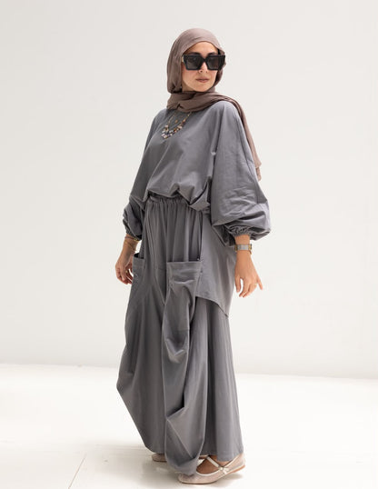 Trendy cotton set in Dark gray