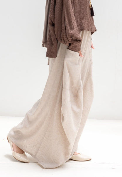 Boho wide leg Lenin pants in light beige