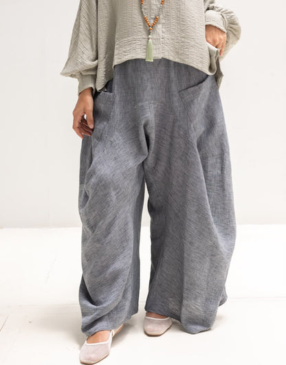 Boho wide leg Lenin pants in dark gray