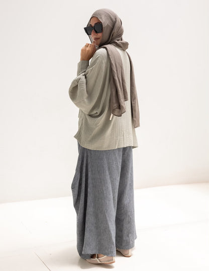 Boho wide leg Lenin pants in dark gray