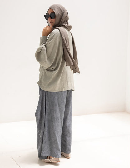 Boho wide leg Lenin pants in dark gray