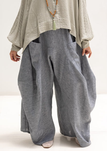 Boho wide leg Lenin pants in dark gray