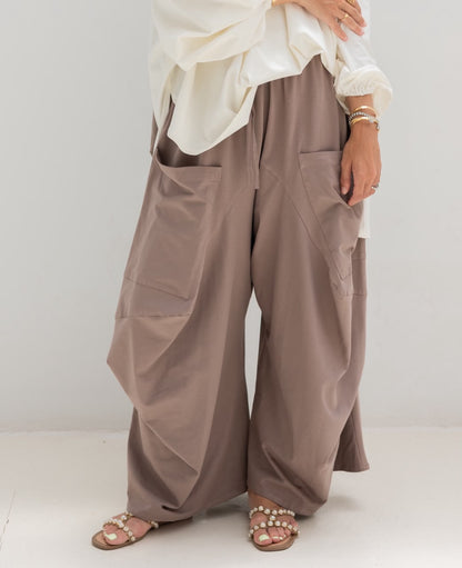 Boho pure cotton pants in cafe