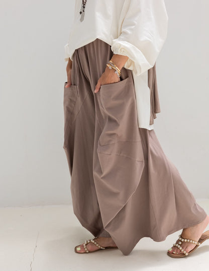 Boho pure cotton pants in cafe