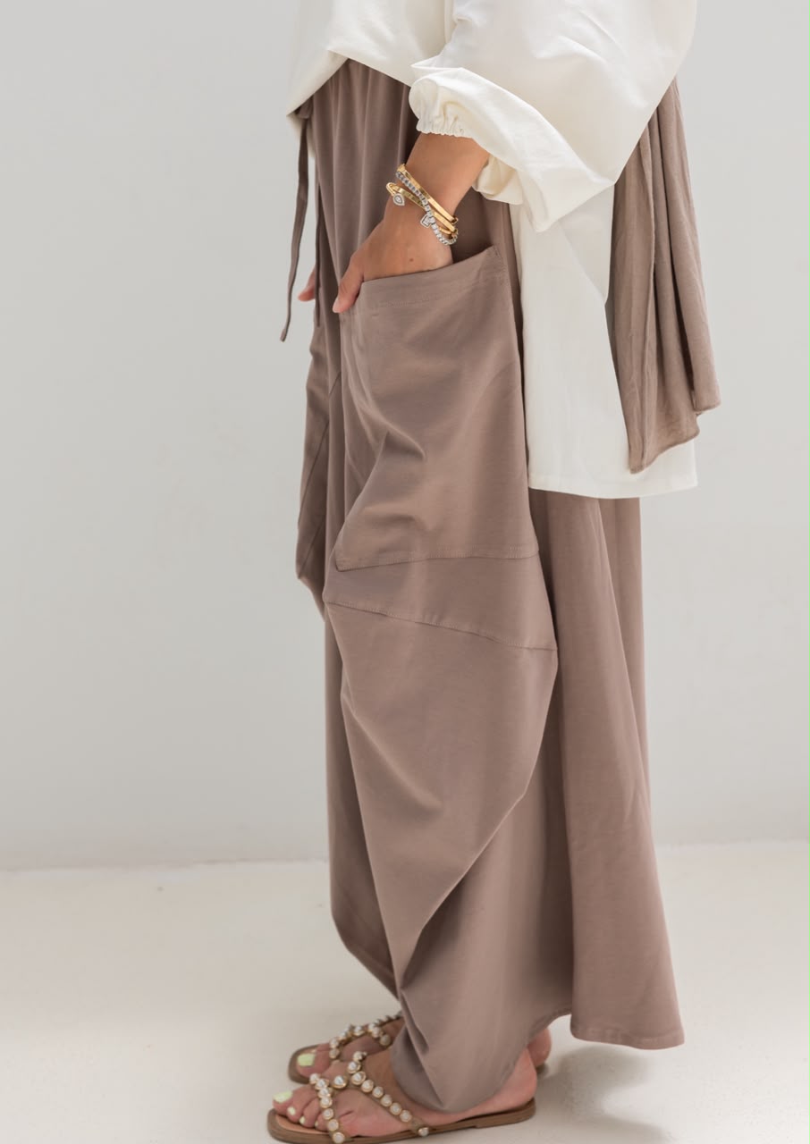 Boho pure cotton pants in cafe